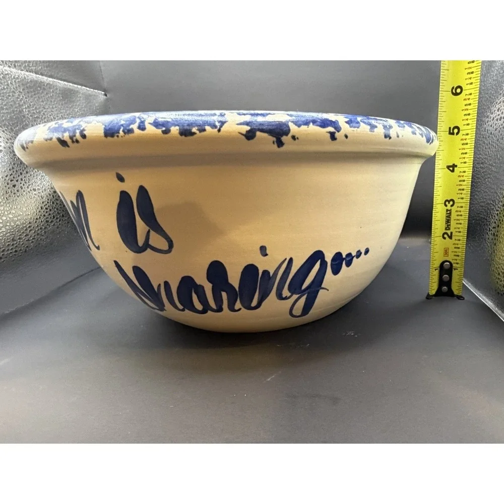 Vintage Spongeware Popcorn Bowl 